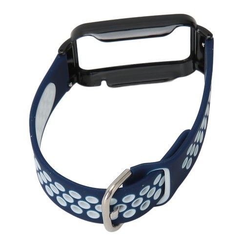 (Dark Blue White And Black Case)Breathable Silicone Watch Strap Band With - Picture 22 of 24