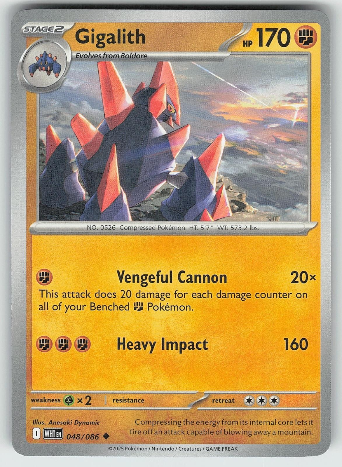 Pokemon Gigalith 048/086 White Flare Uncommon NM