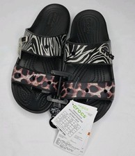 CROCS ICONIC COMFORT WOMENS SLIDE SANDALS MULTICOLOR SIZE 6