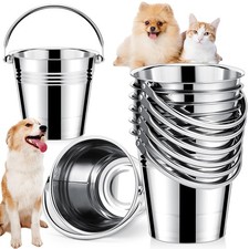 Hicarer 6x 4.2qt Stainless Steel Dog Water Buckets Heavy Duty Pails Kennels