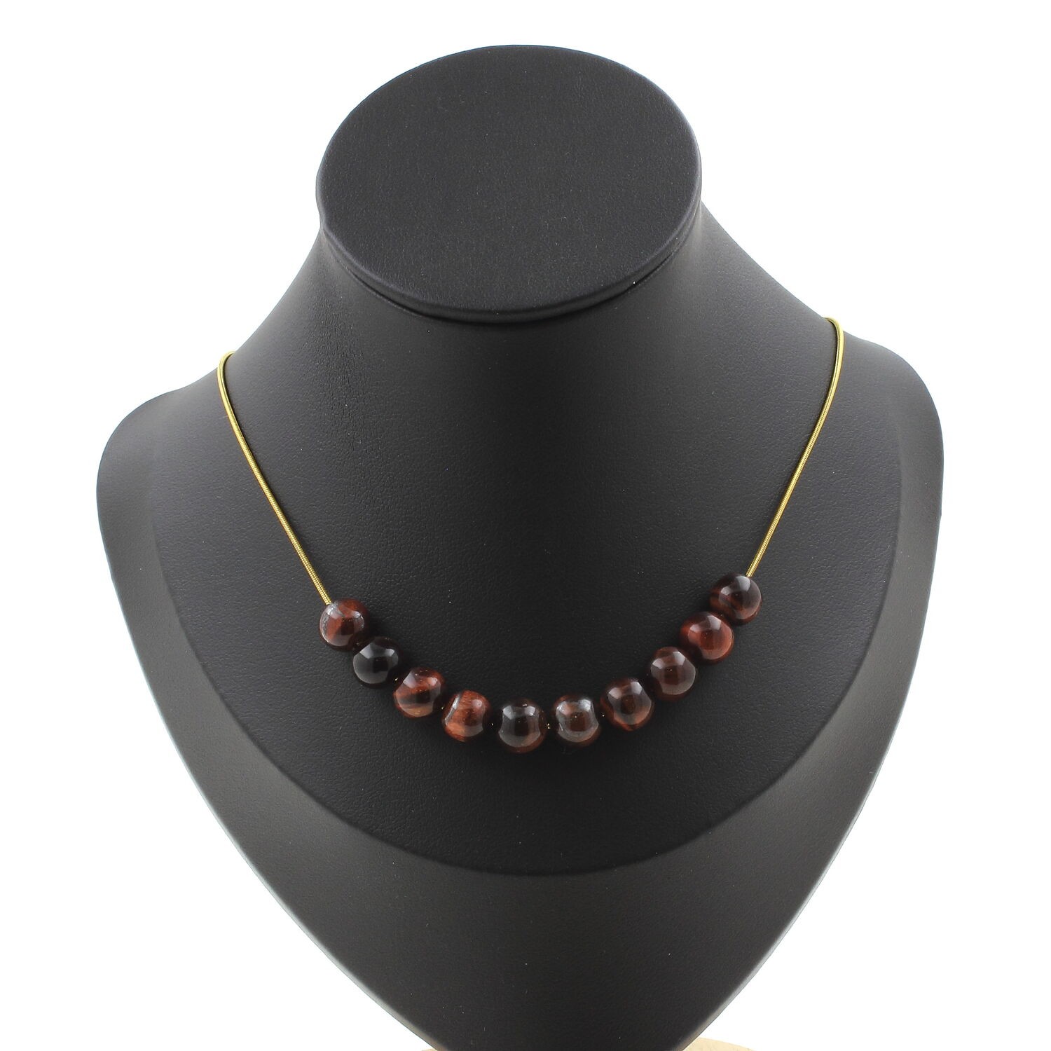 Oeil de Tigre rouge collier perles 8 mm pour équilibre énergétique et lithothérapie