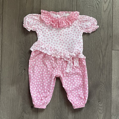 Vintage Knitworks Pink Floral 6-9m Ruffle Baby Romper