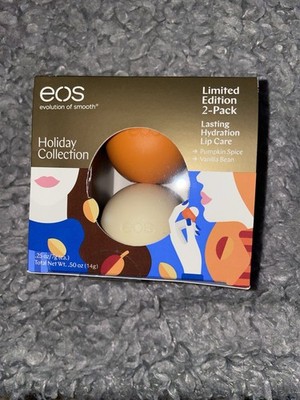 EOS Lip Balm Limited Edition Holiday Set Pumpkin Spice & Vanilla Bean New Box