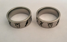 Michael Jackson inspired Monogram,  Silver tone, engraved Ring, Size 8. New.