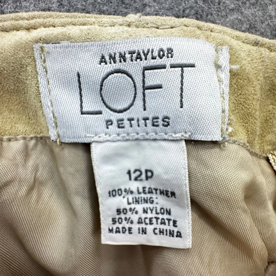 Conjunto de Falda Ann Taylor LOFT Pequeña Gamuza Cuero Talla 12P/14P Tostado Y2K Boho Western Foto 3 de 4