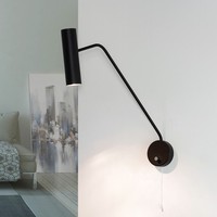 Moderne Wandleuchte Mit Zugschalter GU10 Verstellbar Schwarz Spot Strahler Wand