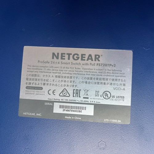 Netgear ProSafe FS728TP v2 24 Port PoE Fast Ethernet Switch 2x GbE Copper 2x SFP - Picture 2 of 2