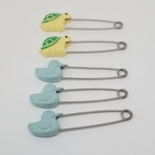 Vintage Baby Diaper Pins Turtles 2 And Ducks 3 Gerber And Unmarked