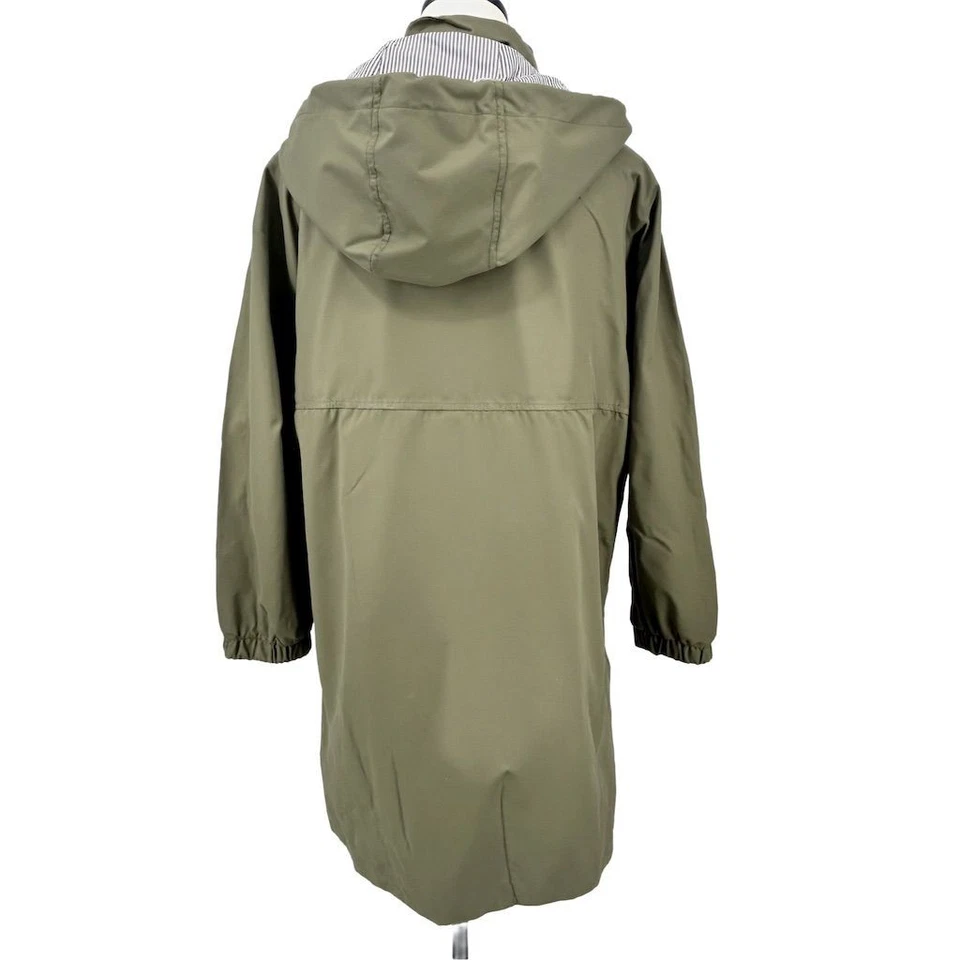Chaqueta de lluvia para mujer Zara con capucha verde talla L abrigo informal de longitud media Foto 3 de 4