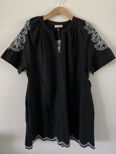 Universal Thread Black Embroidered Shift Dress w/Pockets XL