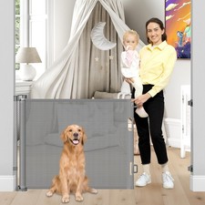 Retractable Dog Gate for The House 33" Tall X 55" Wide Mesh Baby Gate Retract...
