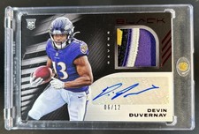 2020 Panini Black Devin Duvernay Rookie Materials RC Patch Ruby Auto #/12 Ravens