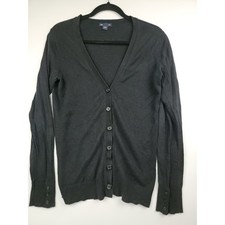 Gap Womens Black V-Neck Button Front Long Sleeve Cardigan Sweater Small