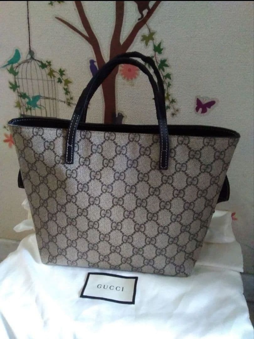 GUCCI Children's Bat Tote Bag Black Rare Authentic Leather 20x21cm thumbnail 2