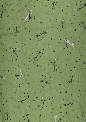 Green Vintage Door Key Pattern Cotton Fabric BTHalfY #34
