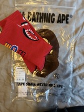 Bape A Bathing Ape College Crew Socks Red Brand New