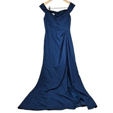 After Six 6872 Atlantic Blue Off The Shoulder Draped Gown Formal Dress Size 4