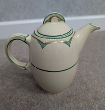 *SALE* Vintage Clarice Cliff Bonjour Art Deco Teapot c.1930s Green Gilt Design