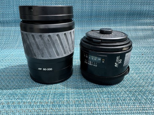 Minolta Maxxum AF zoom 80-200mm and 50mm lenses