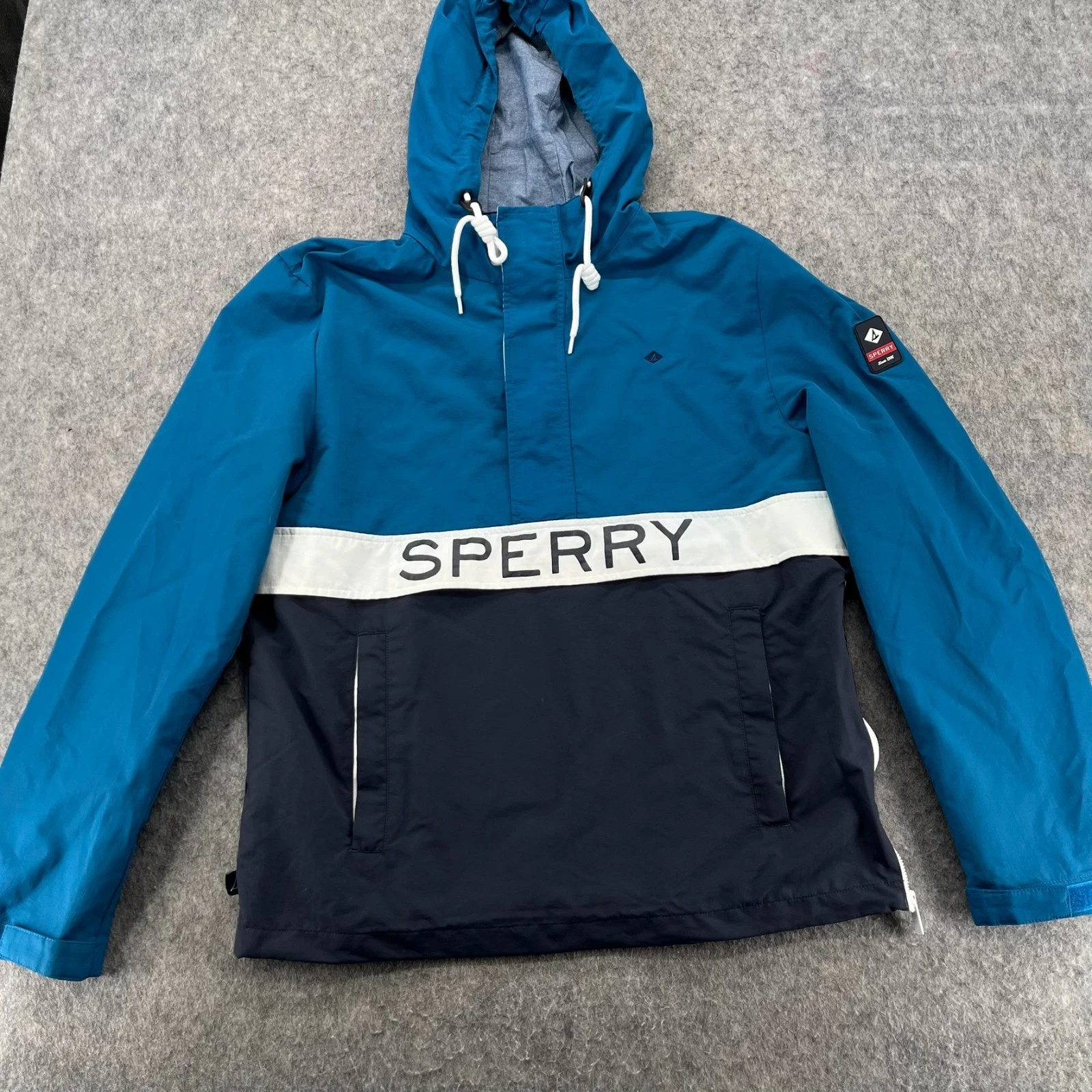 Sperry Blue Teal Boat Water Resistant Wind Breaker Jacket Size S Sailing Coat