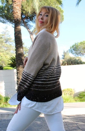 Cashmere Feather Yarn Dazzling Hand Knitted Sweater - Picture 13 of 22