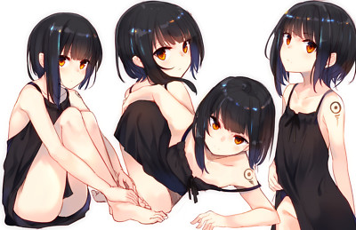 Anime girls barefoot bent over small  Playmat Gaming Mat Desk