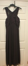  Levkoff Purple Ruffled Bust V-Neck Purple/Eggplant Ball Gown