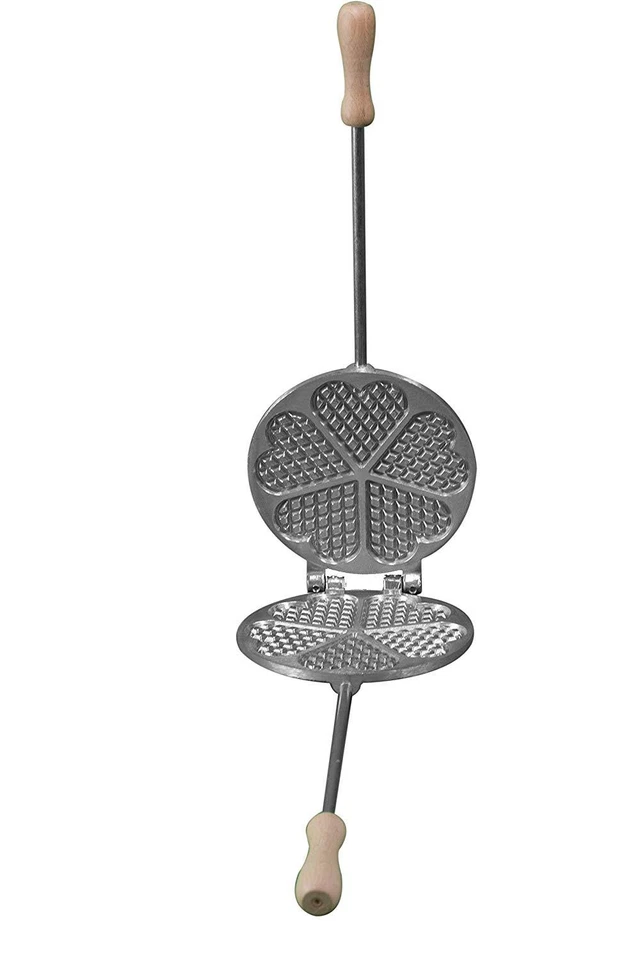 Ferro piastra per pizzelle cialde neole in alluminio stampo ferratelle a cuori - Immagine 2 di 3