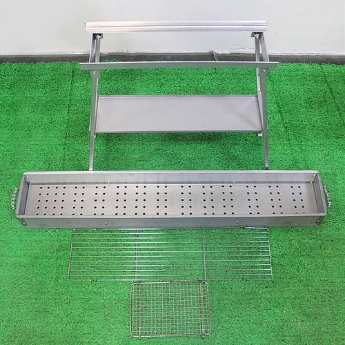 120CM Zinc-Iron Alloy Charcoal Hibachi BBQ w/ Stainless Steel Grill Rack Skewers - Picture 3 of 9