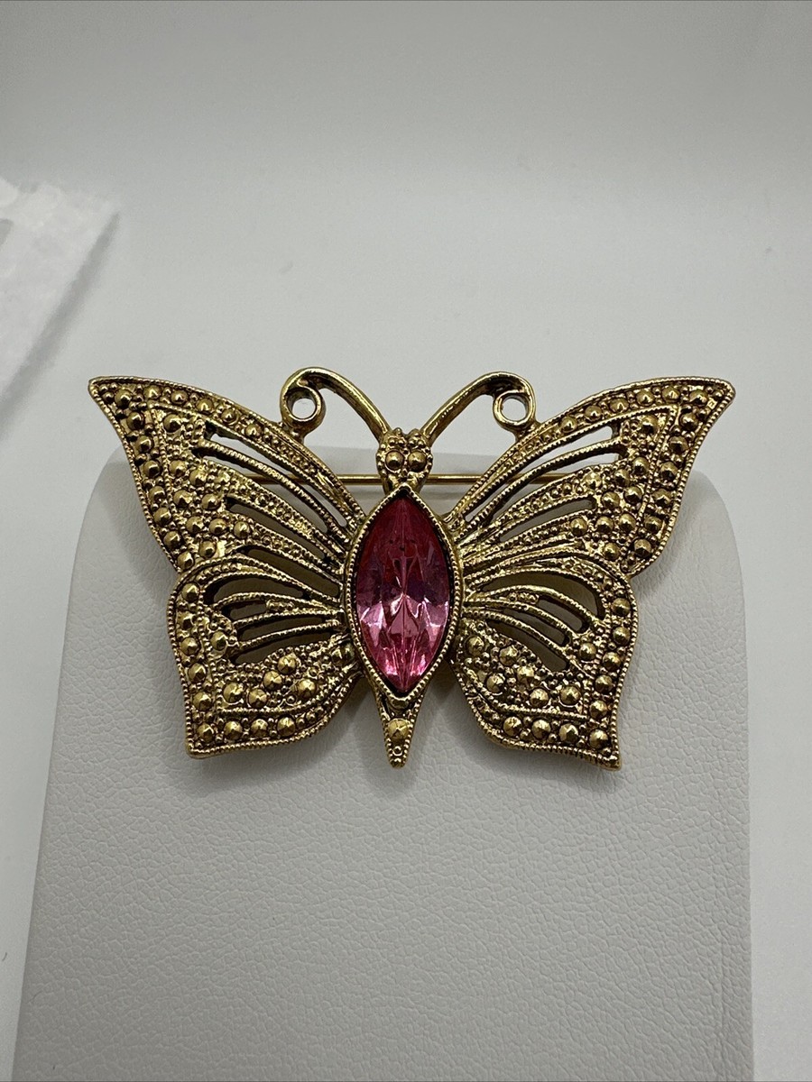 Fashion Butterfly Pin with Crystals Gold Tone Fashion Butterfly Pin with Crystals Gold Tone