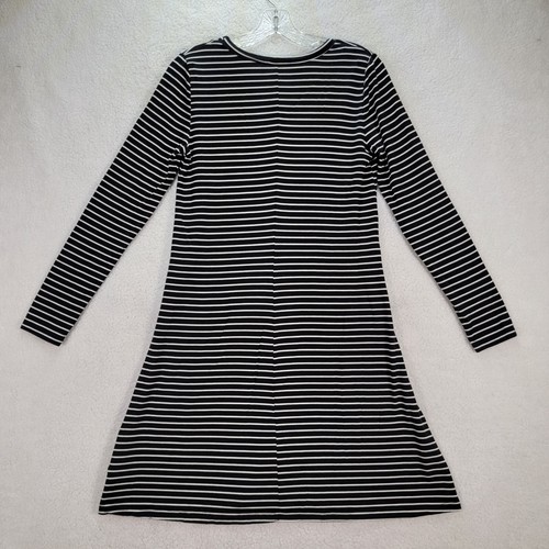 Vestido negro a rayas tejido elástico clásico informal fluido línea A GAP para mujer talla S - Imagen 10 de 12