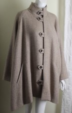 Amazing! Eskandar Sz 1 Natural Beige Cashmere Basketweave A-line Coat Jacket
