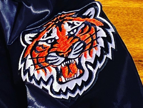 MLB Pro Line Detroit Tigers Navy Satin Jacket Sz L - Picture 5 of 6