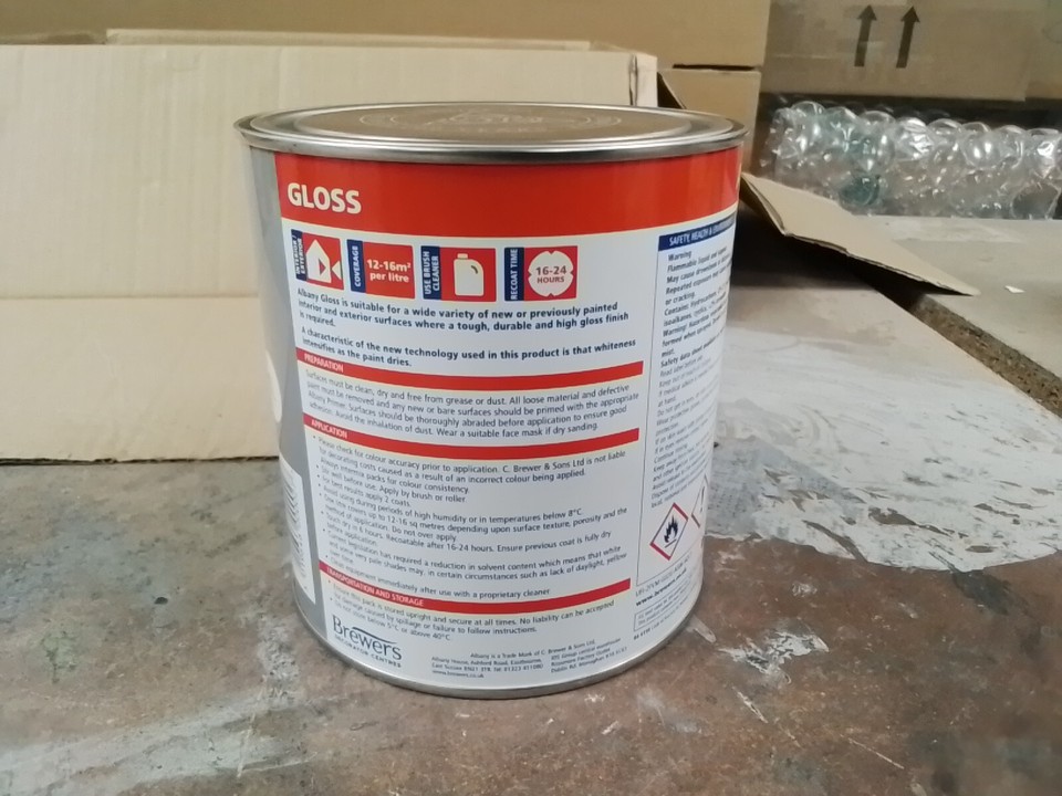 Albany Trade Paint 1L Brilliant White Gloss eBay