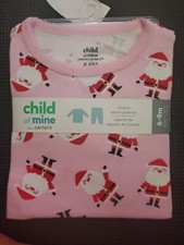 CHILD OF MINE BY CARTER  S 2-PIECE LONG SLEEVE PINK SANTA PATTERN PAJAMAS 6-9 Mo.