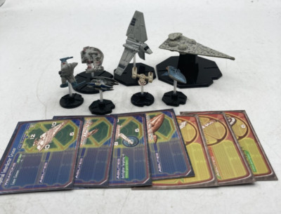 Star Wars Miniatures Starship Battles Lot of 7 With Cards Light Dark 34 ...