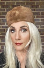 VTG Blonde Ranch Mink Womens Hat Pillbox Style Pollacks Fur 1960s Gorgeous