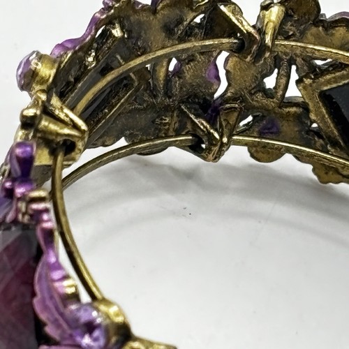 Vintage Retro Lila Glas Strass Armreif Armband Feen Stil - Bild 4 von 11