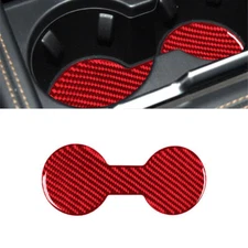 For Ford Mustang Mach-E Vinyl Red Carbon Fiber Console Water Cup Holder Pad Mat