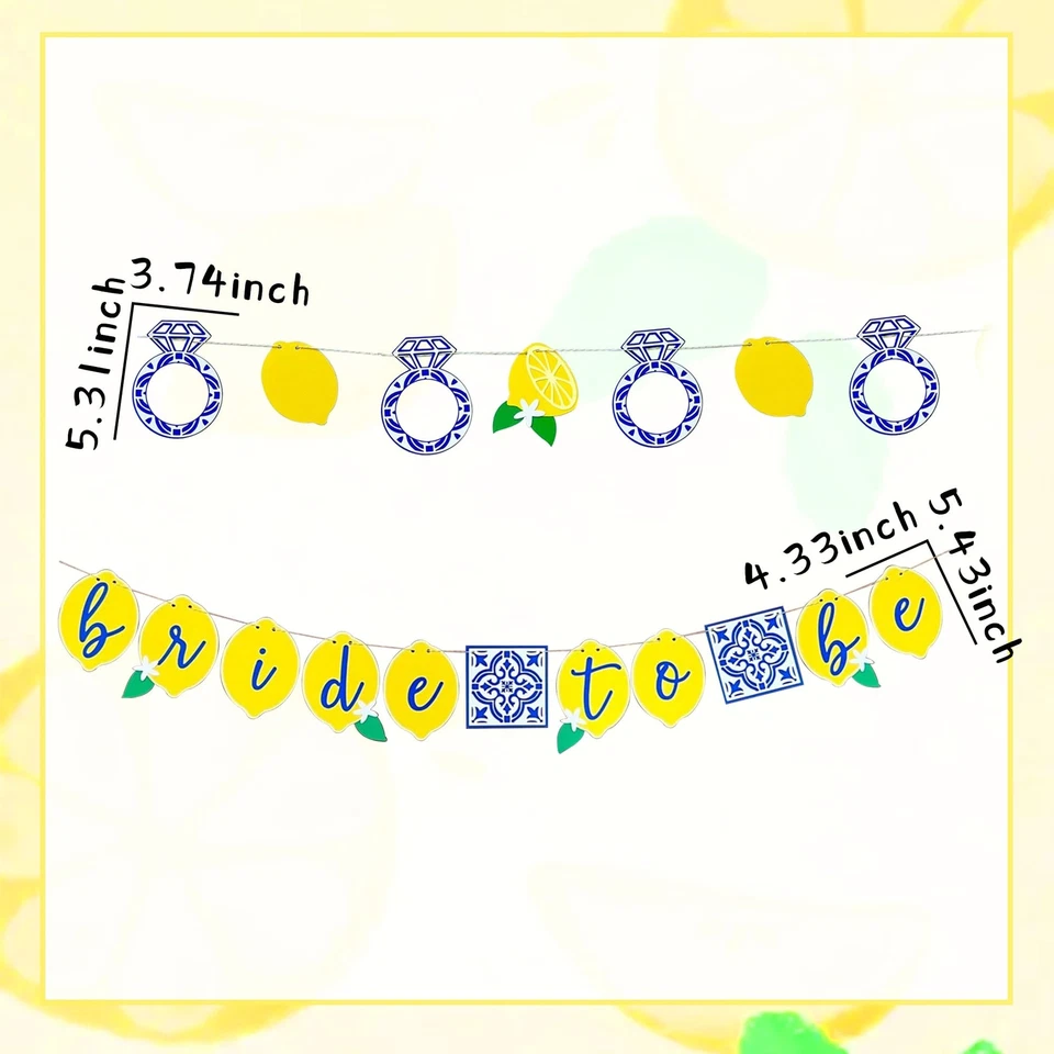 2 PIEZAS Limón Nupcial Ducha Decoraciones Capri Limón Compromiso Banner Azulejo Azul... Foto 2 de 4