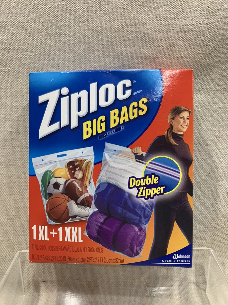 Ziploc Big Bags XXL 20 Gallon 3 Pack 2' x 2.7' Double Zipper Sturdy Handle