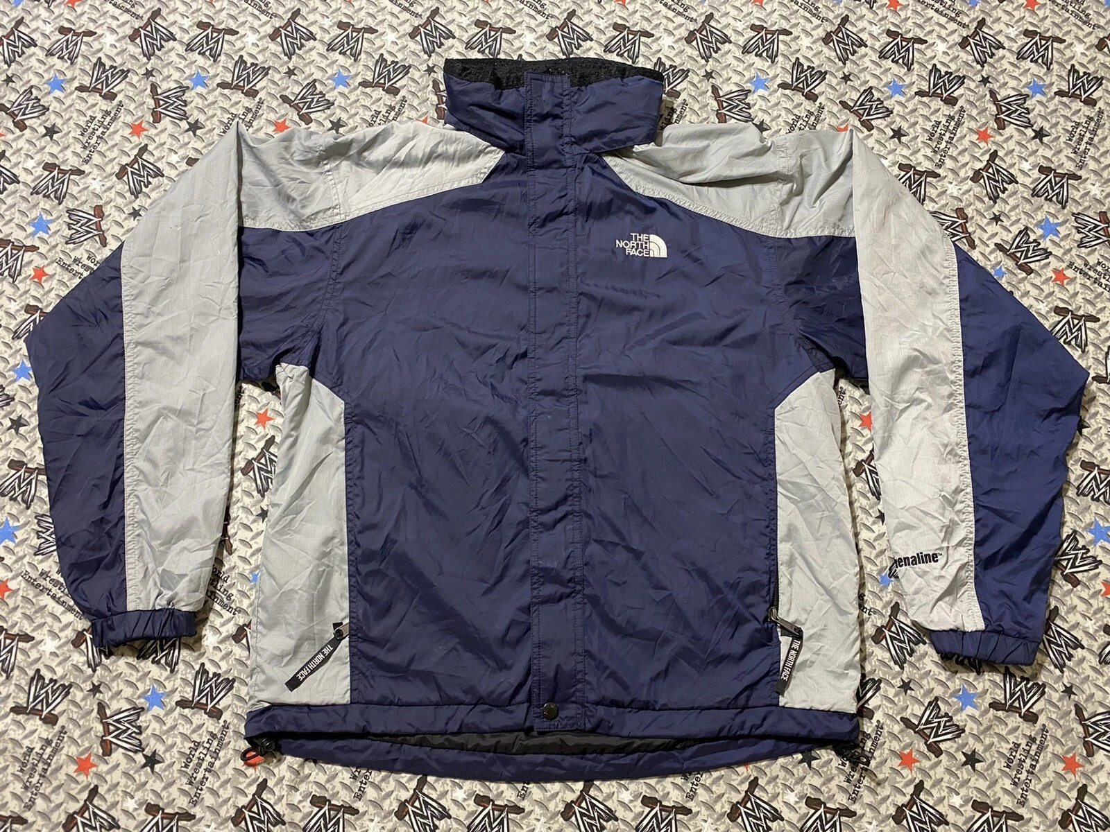 The North Face Windbreaker Packable Hood Jacket Men's Medium Black Blue