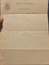 DENVER COLORADO 1888 Senator A.J. Rising signed letter to B.L. Swetland