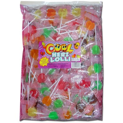 (8,94 /1kg) Cool Herz-Lutscher, Lolly, 200 Stück