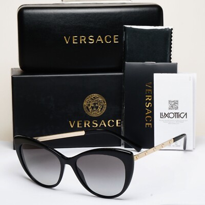 Versace Sunglasses Black Gold Medusa Square Grey Gradient MOD VE 4348 GB1/11