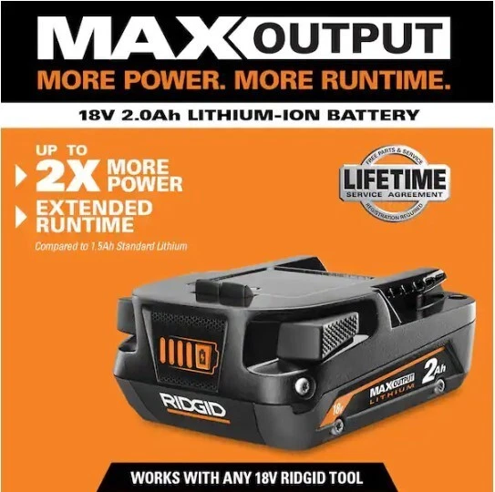 Ridgid 18v 2.0 ah battery hot sale
