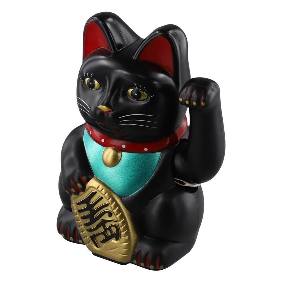 Solar Powered Lucky Cat Golden Finish with Bell Eco friendly and Money