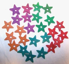 25 Wood 1" Colored Wooden Stars Bird Parrot Toy Craft Beads Parts w/ Hole NEW