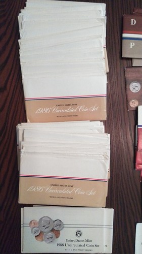 62 Empty Mint Set Envelopes 1984 1985 1986 1987 1988 1989 1990 - Picture 2 of 3