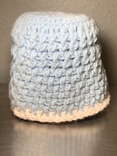 Baby Blue  White Boys Or Girls Knitted Beanie Cap Hat